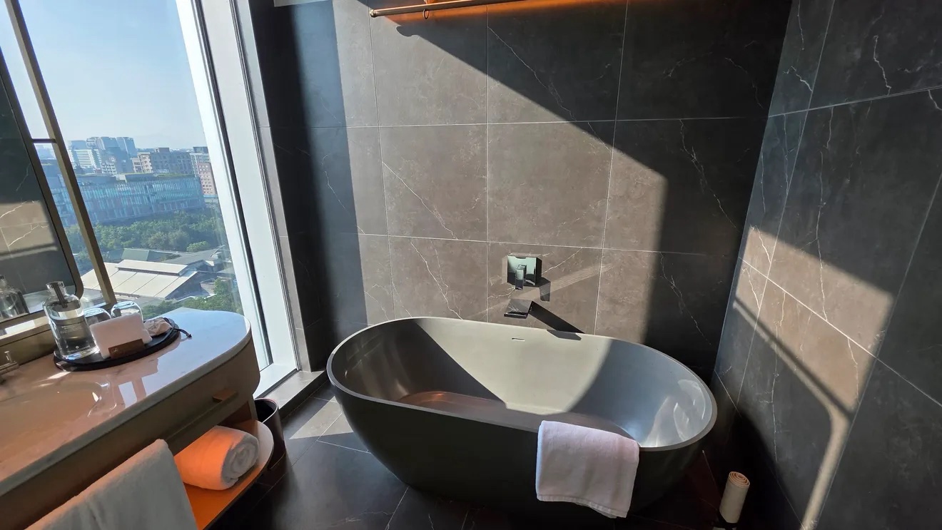 Bathtub with city view