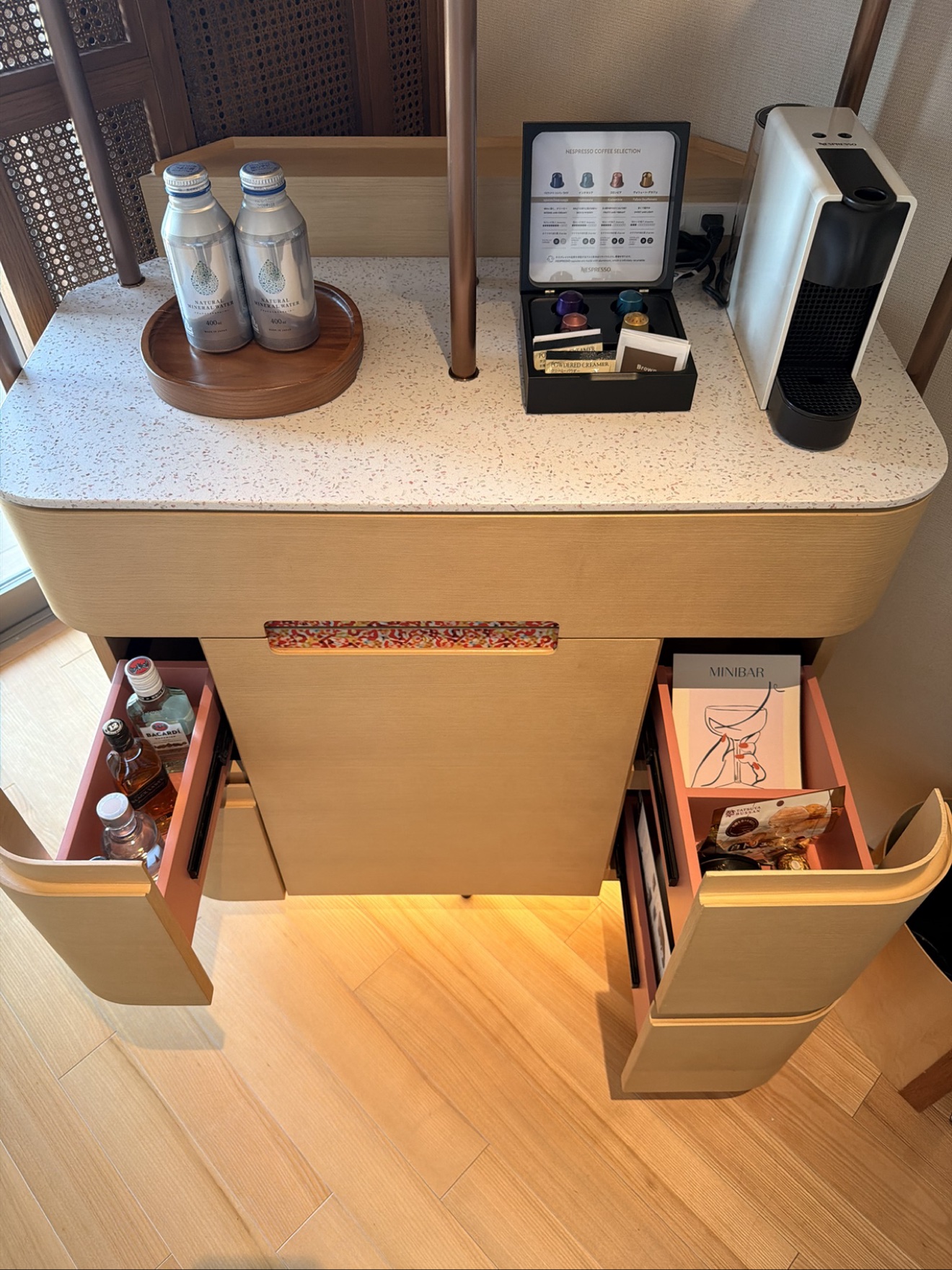 Pantry drawers open, seen from above