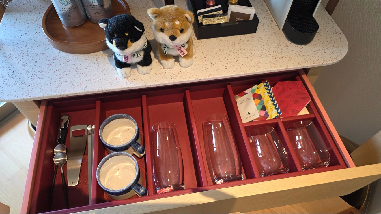 Glassware drawer close-up