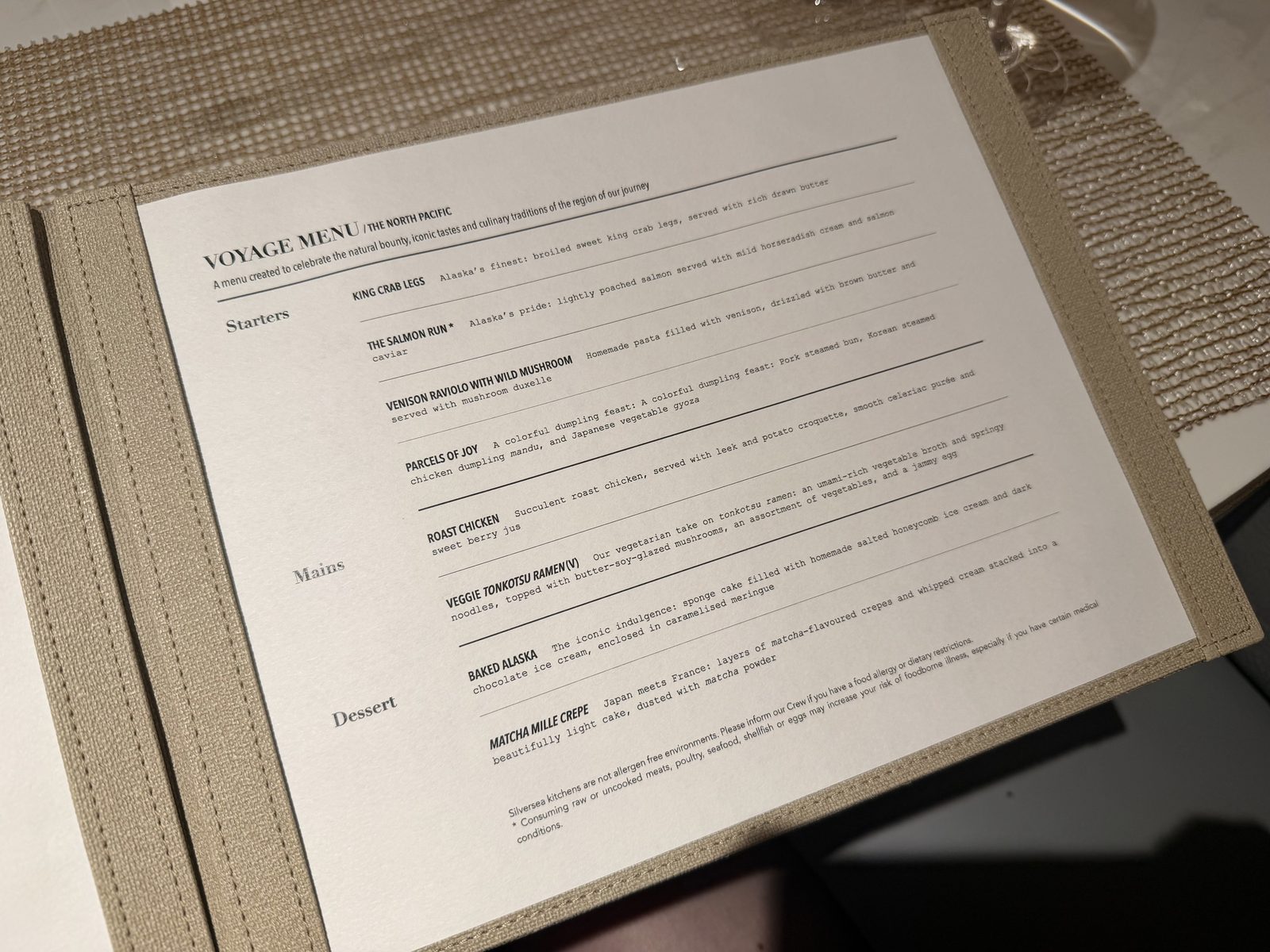 Voyage Menu。航海する北太平洋の恵みを祝うメニュー。
