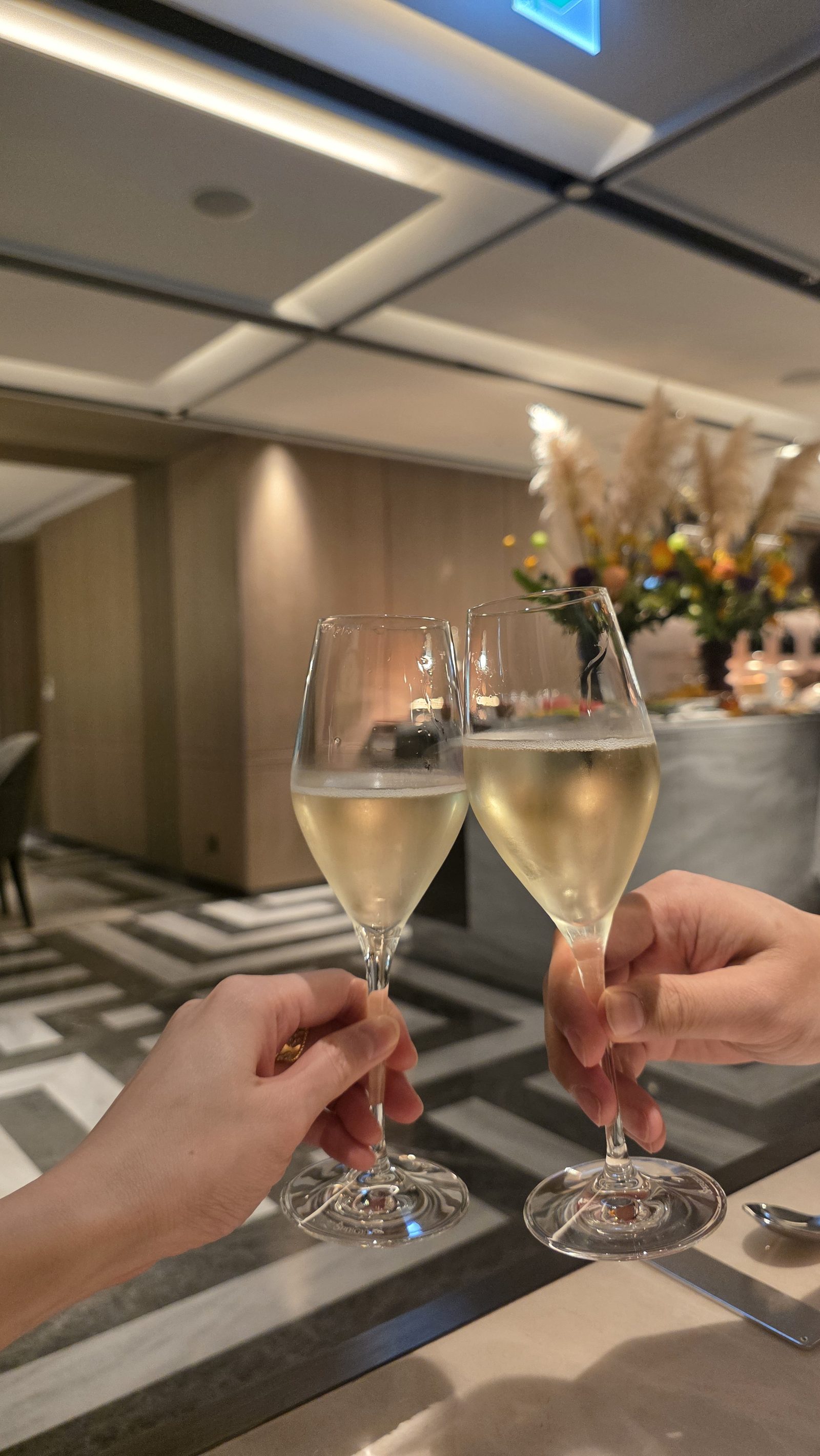 A toast with sparkling wine
